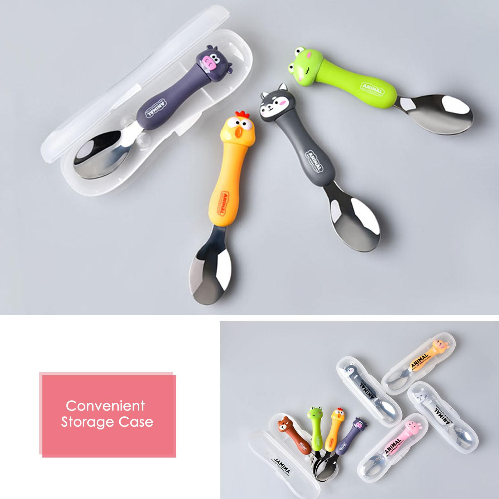 Thìa Muỗng Trẻ Em Thép Không Gỉ Hoạt Tiết Hoạt Hình Dễ Thương