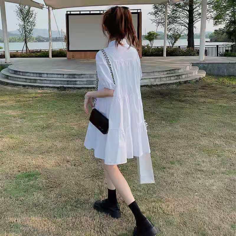 CHENGRUI Mùa hè Pháp ngọt ngào bong bóng tay áo đầm nữ 2021 Hàn Quốc lỏng lẻo nhỏ sentie búp bê váy ẩm ướt