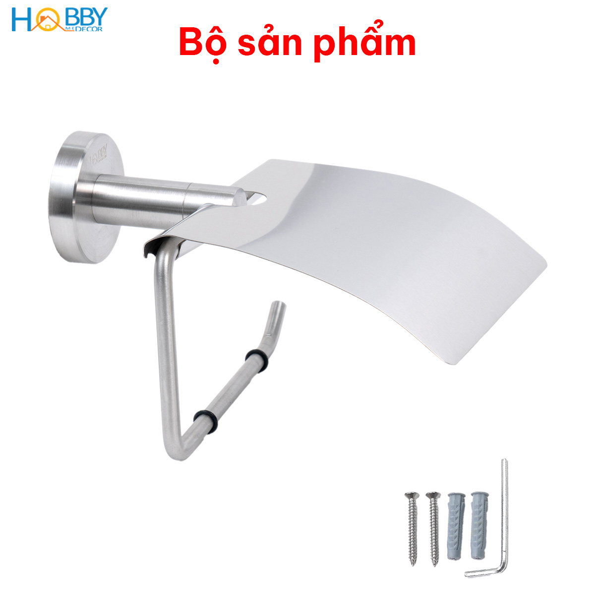 Giá Treo Cuộn Giấy Vệ Sinh Inox 304 Có Mái Che Hobby Home Decor G7