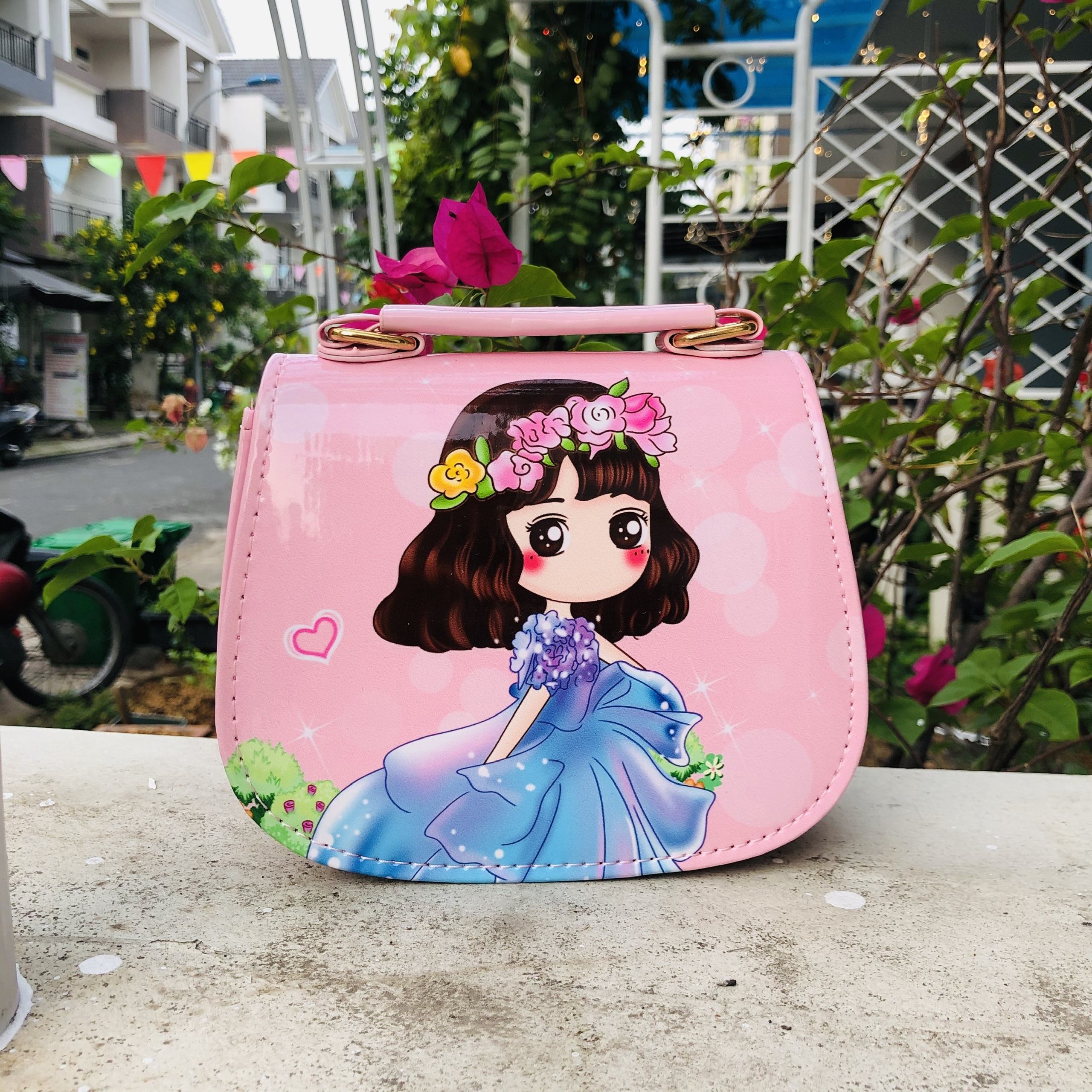 Túi Đeo Chéo Hình Công Chúa Siêu Dễ Thương Cho Bé Gái - Da PU - Kích thước 12cm x 10cm x 7cm