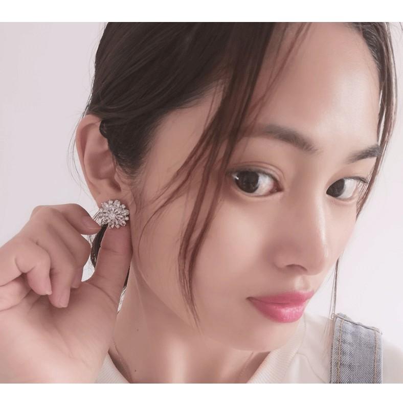 BÔNG TAI TRÒN ĐÍNH ĐÁ MIX BI CHUẨN BẠC TA