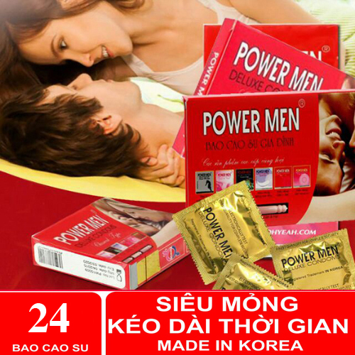 Bao cao su mỏng trơn truyền nhiệt Powermen Gia đình ( 2 Hộp 24 chiếc )