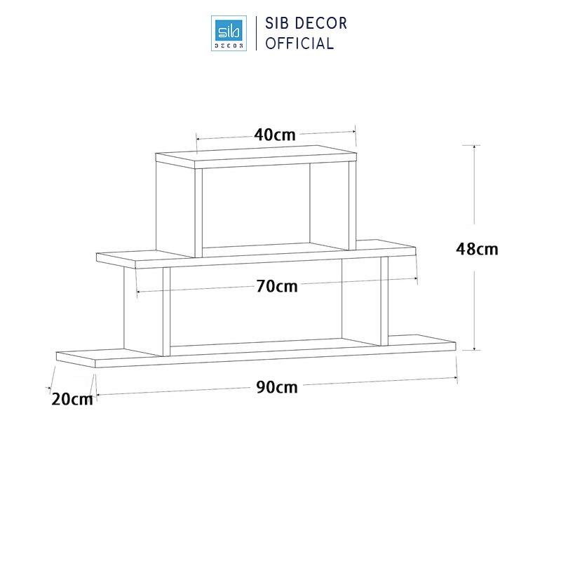 Kệ Gỗ Trang Trí Treo Tường 3 Tầng SIB Decor