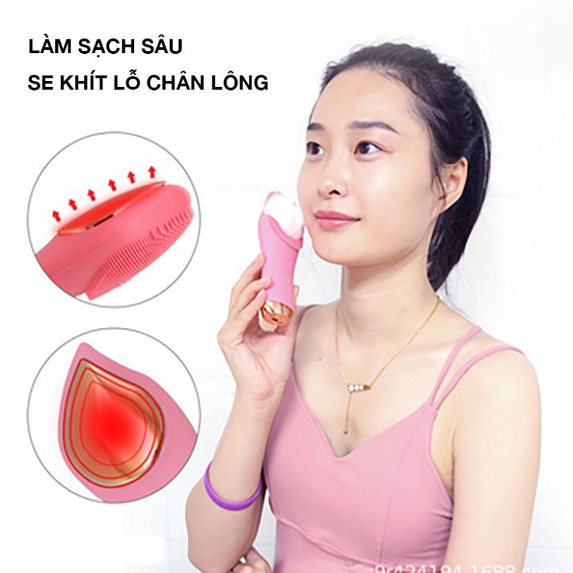 Máy Rửa Mặt Sóng Âm Cầm Tay Kết Hợp Công nghệ Xung Nhiệt Giúp Làm Sạch Và Đẩy Dưỡng Chất Vào Sâu Bên Trong Da