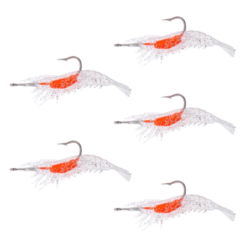 5Pcs Creative Shrimp Style Soft Prawn Sea Fishing Lure Simulation Hook Baits