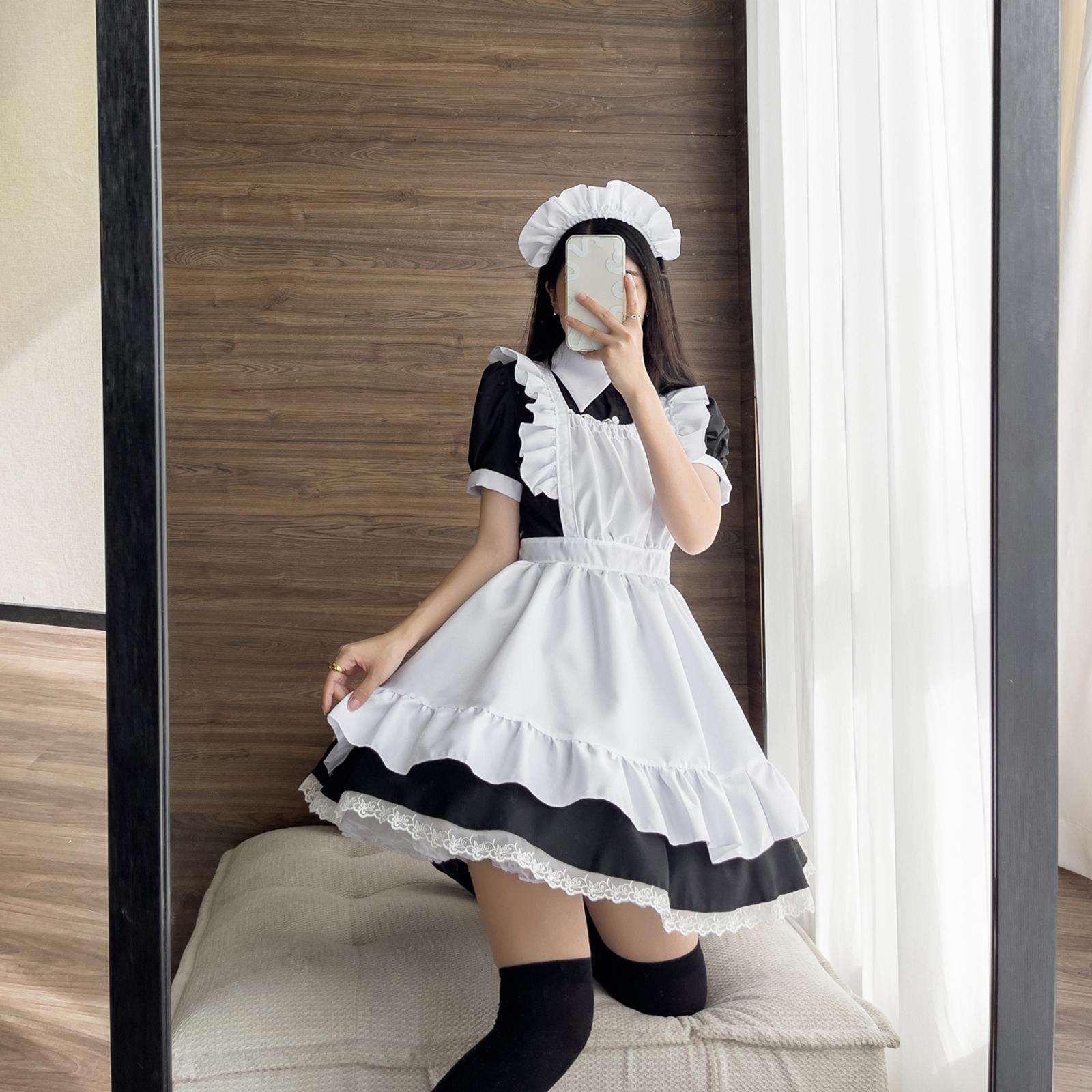 Classic Maid Costume for Halloween Fancy Dress Japanese Anime Outfit Party