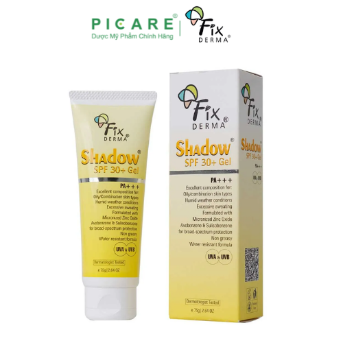 Kem Chống Nắng Fixderma Dạng Gel Dành Cho Da Nhạy Cảm Shadow SPF30+ Gel 75g