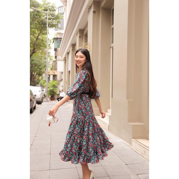 Đầm dáng suông, hạ eo, bèo 3 tầng, cổ tàu, chất liệu cotton linen nhẹ mát, may 1 lớp, đi chơi/đi làm CLARA MARE DRE4024