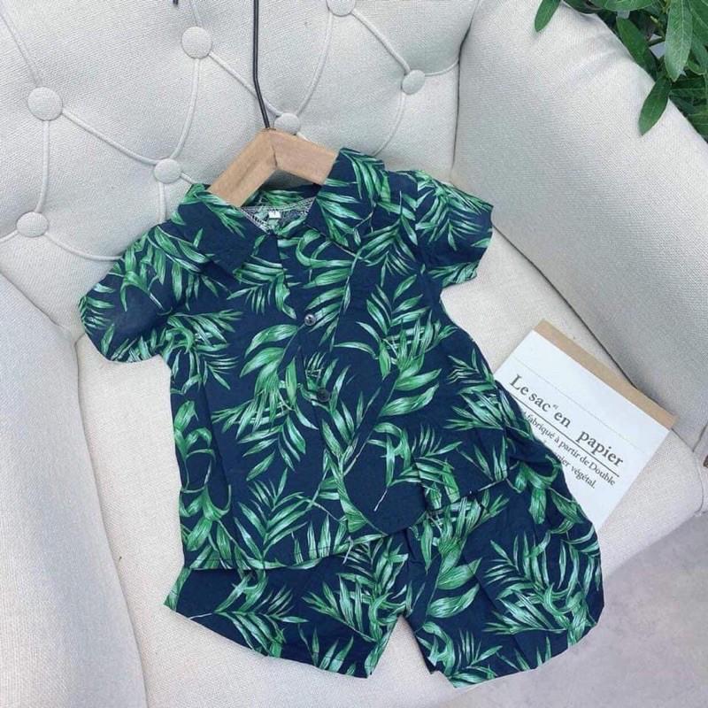 Bộ đũi cộc tay đi biển cho bé (lá.xanh 5-7kg/7-8k/8-10kg/10-12kg