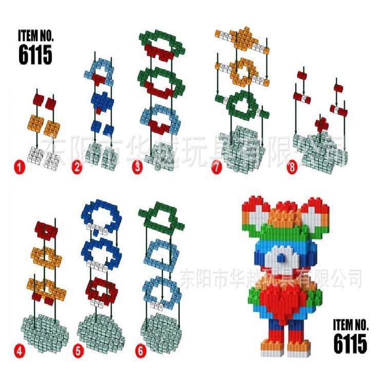 Đồ chơi mô hình lắp ráp Gấu bạo lực Bearbrick 3D size 12cm lắp ráp xếp hình bear brick mini 3D dễ thương