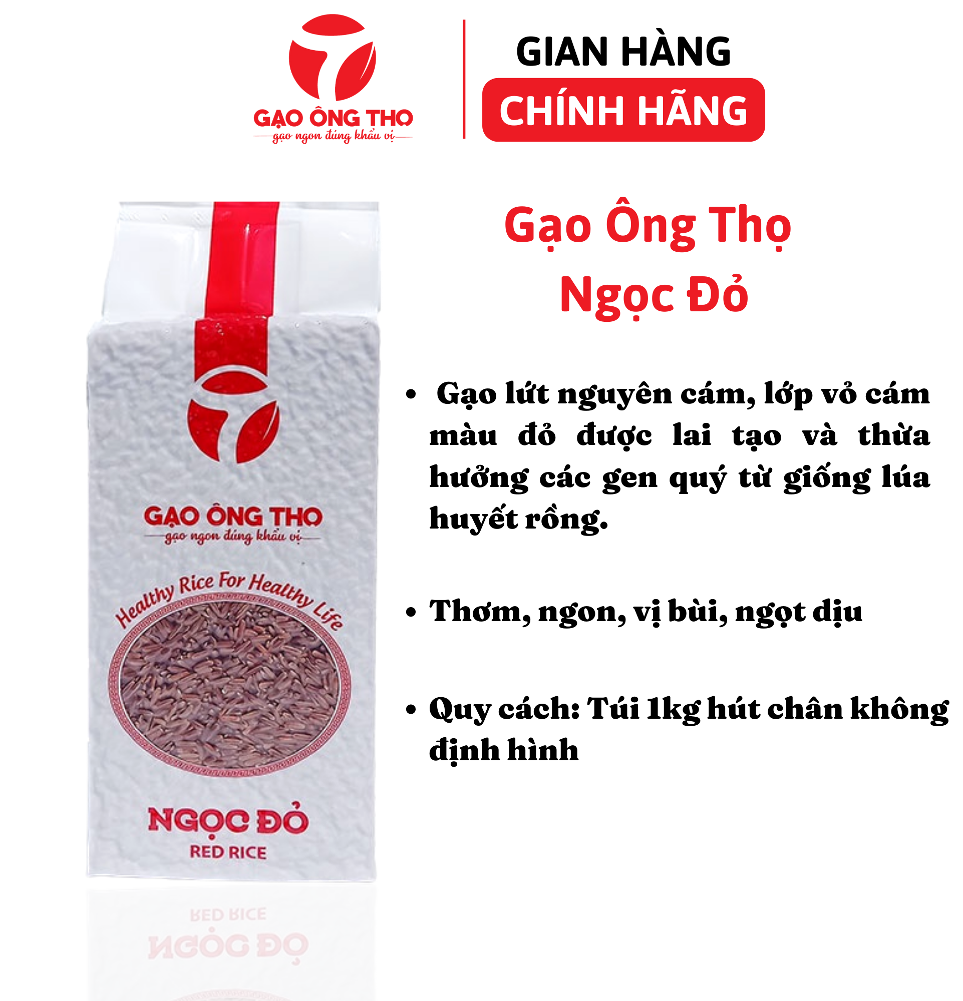 Gạo Ông Thọ - Ngọc Đỏ túi 1kg