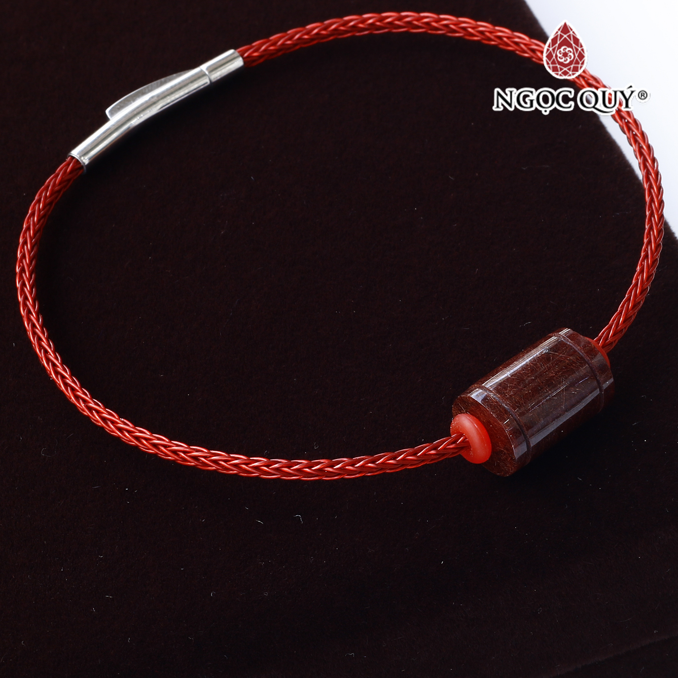 Vòng tay dây thép lu thống đá thạch anh tóc nâu mệnh hỏa thổ - Ngọc Quý Gemstones