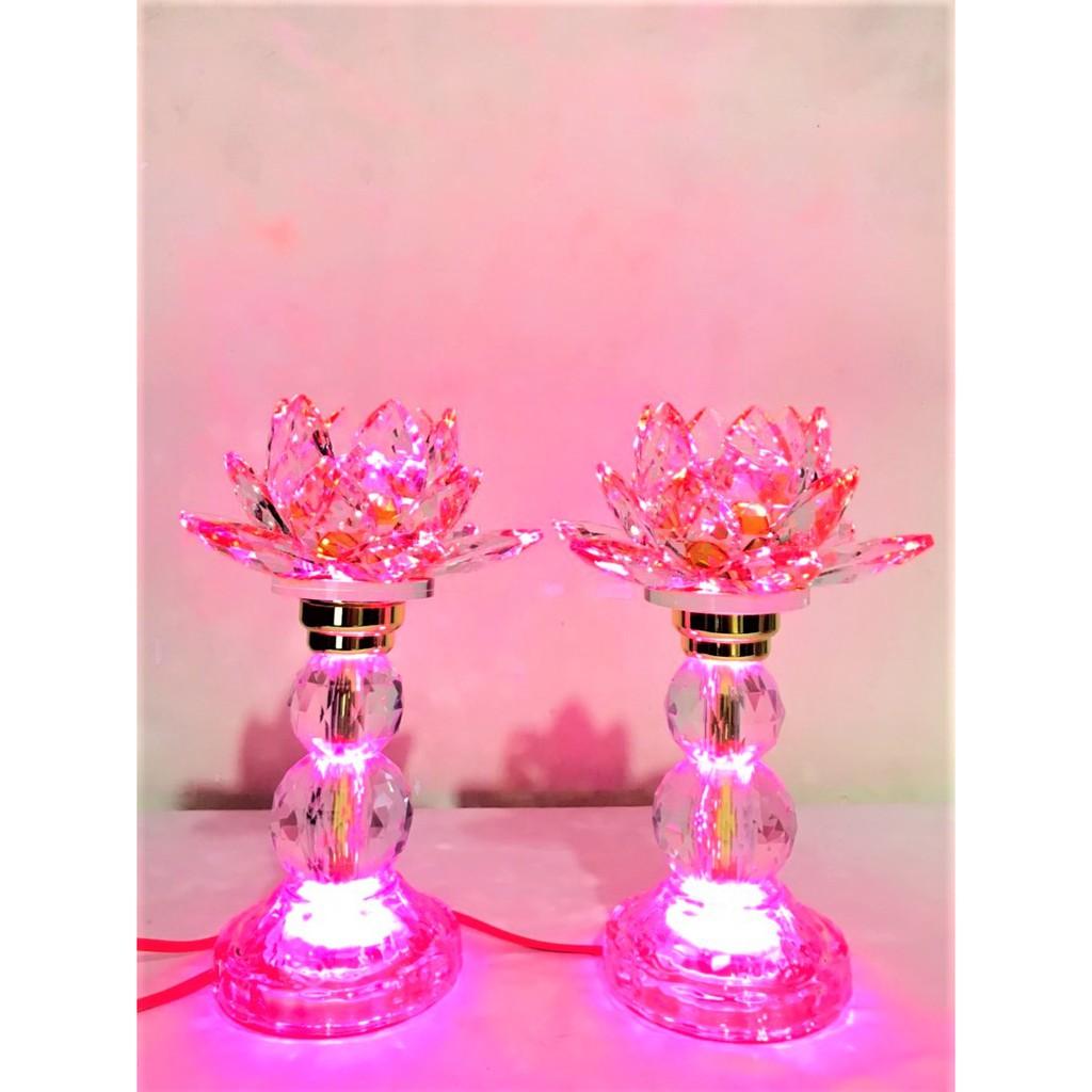 Đèn Pha Lê Hoa Sen Nhiều Màu cao 24cm