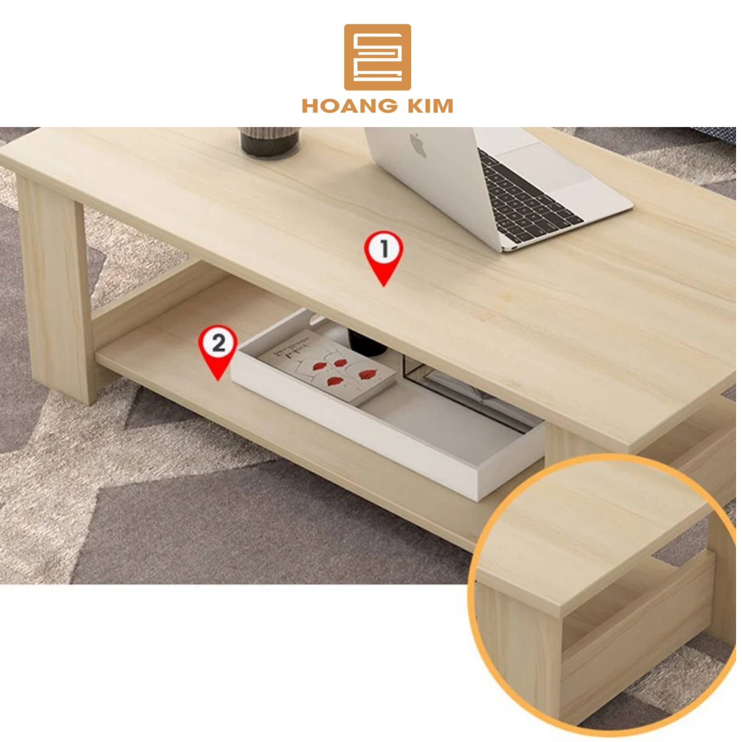 Bàn ngồi bệt Decor Hoàng Kim, bàn gỗ công nghiệp, bàn trà sofa