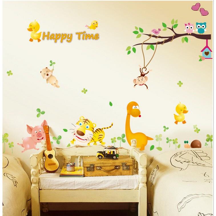 Hình ảnh Sticker Decal dán tường - Happy Time - MJ8019