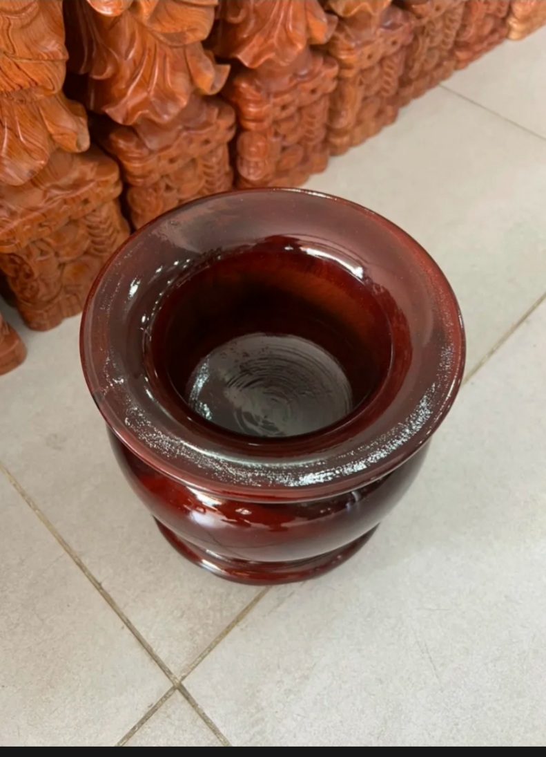 Bát nhang - lư hương gỗ tràm nguyên khối ngang 16cm