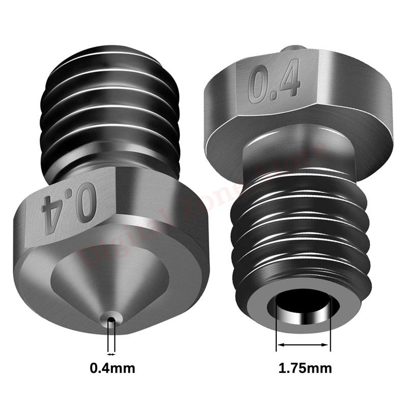 Máy In 3D Đầu Phun Bằng Thép Cứng 0.4mm, E3D V5 V6 Đầu Phun 0.2mm 0.3mm 0.5mm 0.6mm 0.8mm 1.0mm1.75mm V6 Hotend Prusa I3