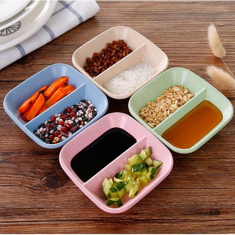 Chén đựng đồ chấm, đựng gia vị 2 ngăn bằng lúa mạch cao cấp