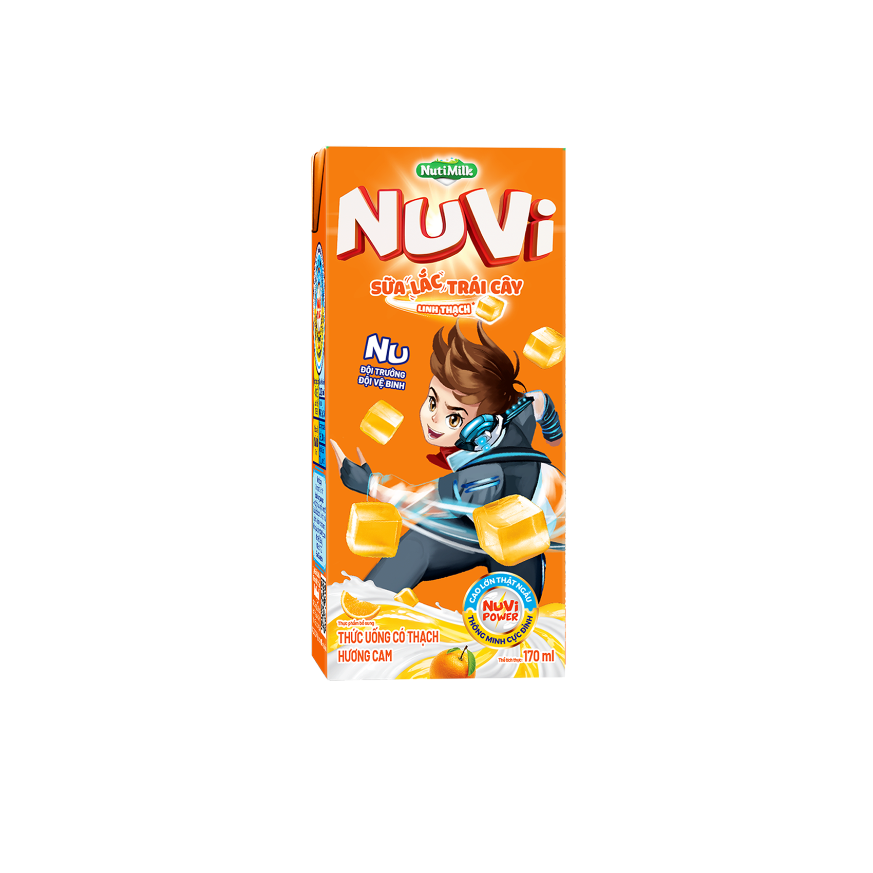 Thùng 48 Hộp NuVi Thức Uống Có Thạch Hương Cam Sữa Lắc Trái Cây Hộp 170ml - Thương Hiệu NUTIFOOD