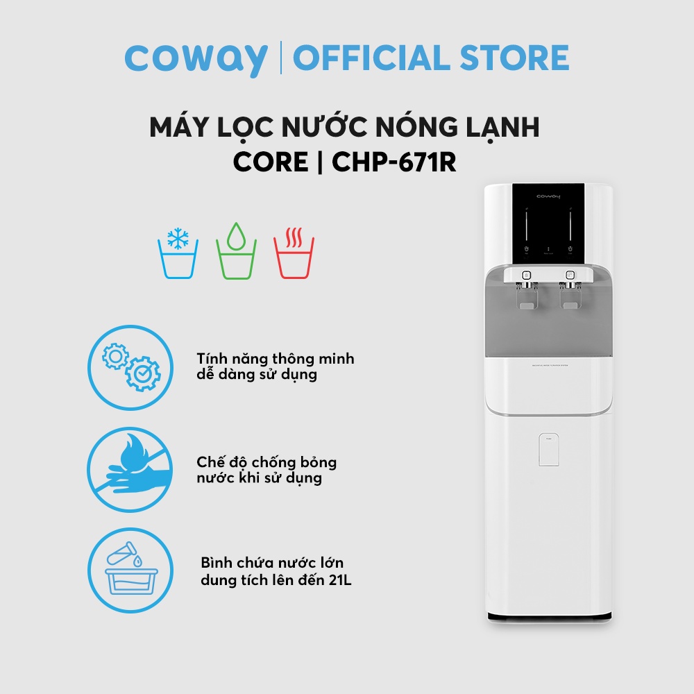 Máy lọc nước RO nóng nguội lạnh Coway CHP-671R 5 lõi - Hàng chính hãng