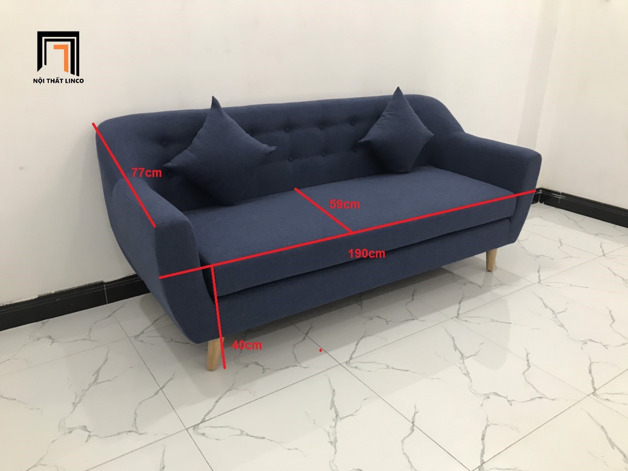 Bộ ghế sofa băng NL xanh dương đậm nhiều kích cỡ