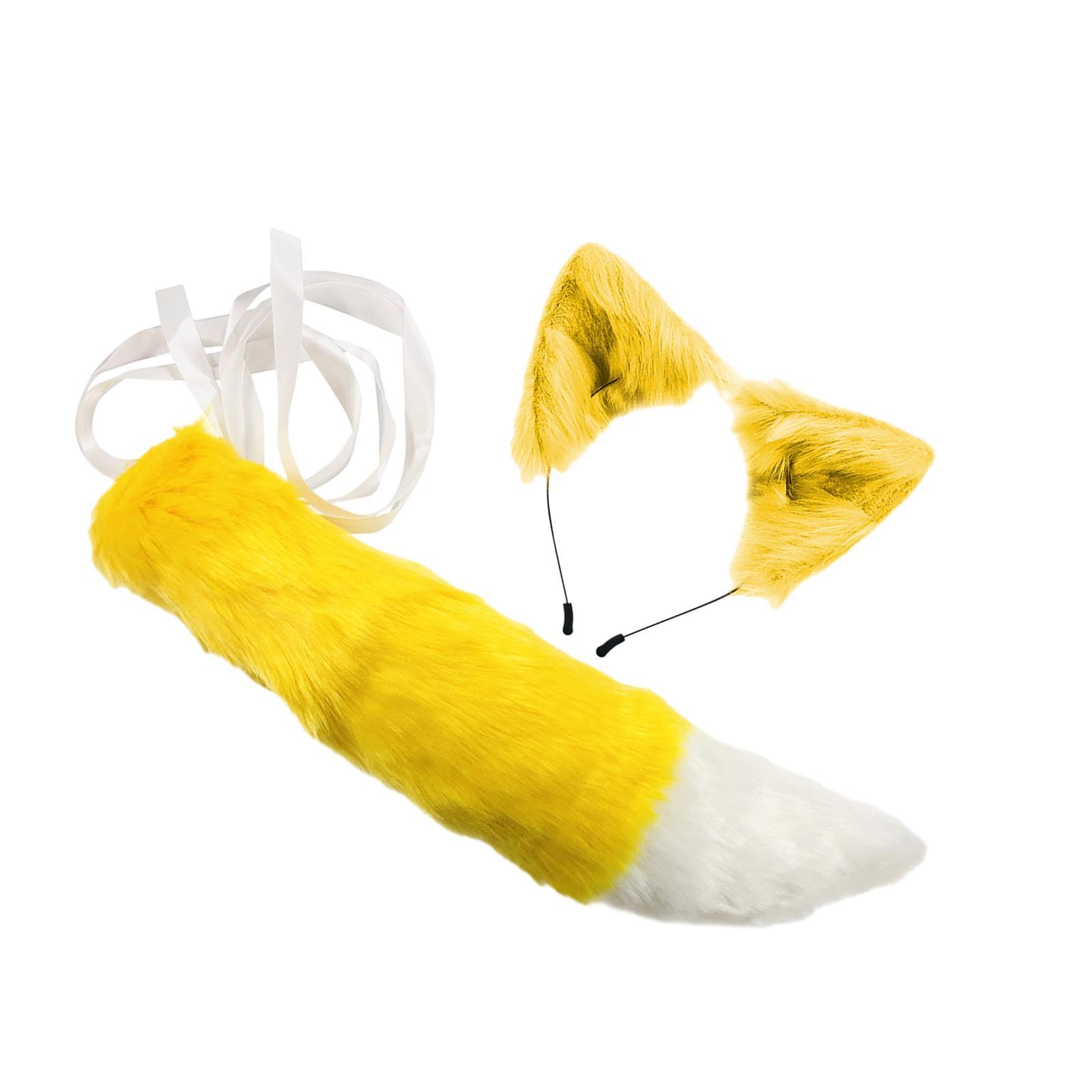 Faux  Ears and Tail Set Animals Ears and Long Tail for Holiday Stage Show