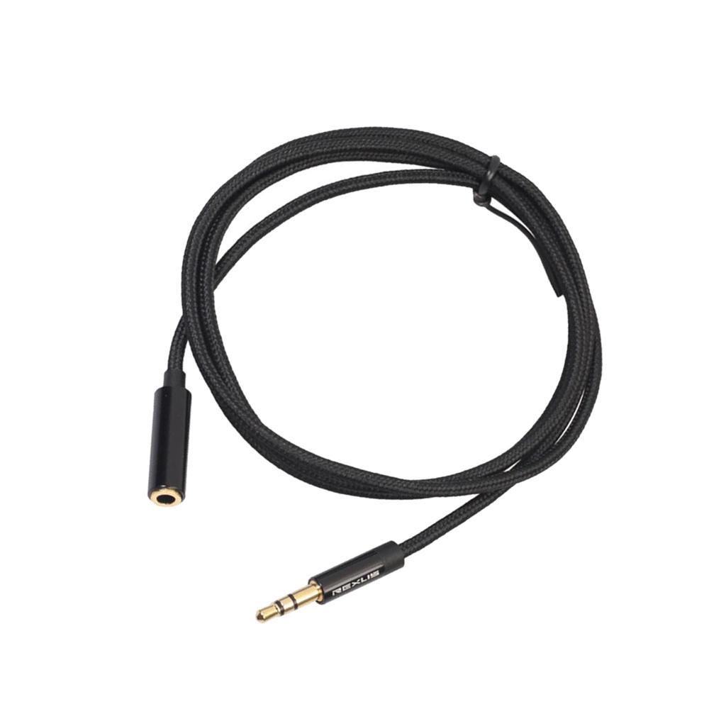 2xHeadphone Extension Cable 3.5mm Jack Male to Female Aux Cable Black 1 m