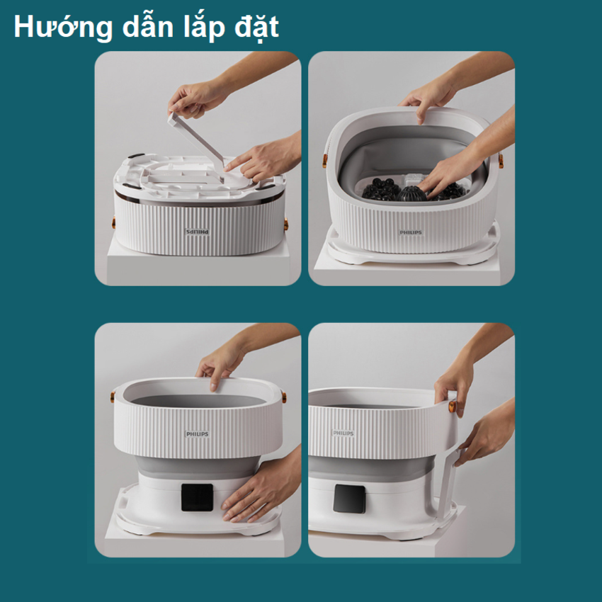 Bồn ngâm chân massage tự động Philips PPM3111F, dung tích 15 lít - Hàng Chính Hãng