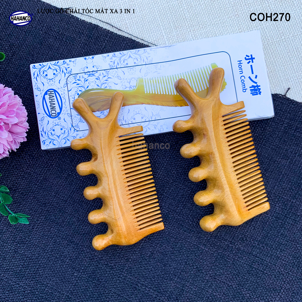 Lược Gỗ Thơm Massage Đa Năng HAHANCO Mát Xa Bấm Huyệt Chăm Sóc Toàn Thân - COH270