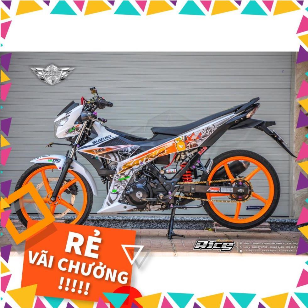 Tem Rời Raider FI Mẫu Ốc Sên Turbo Trắng Cam Chữ Satria