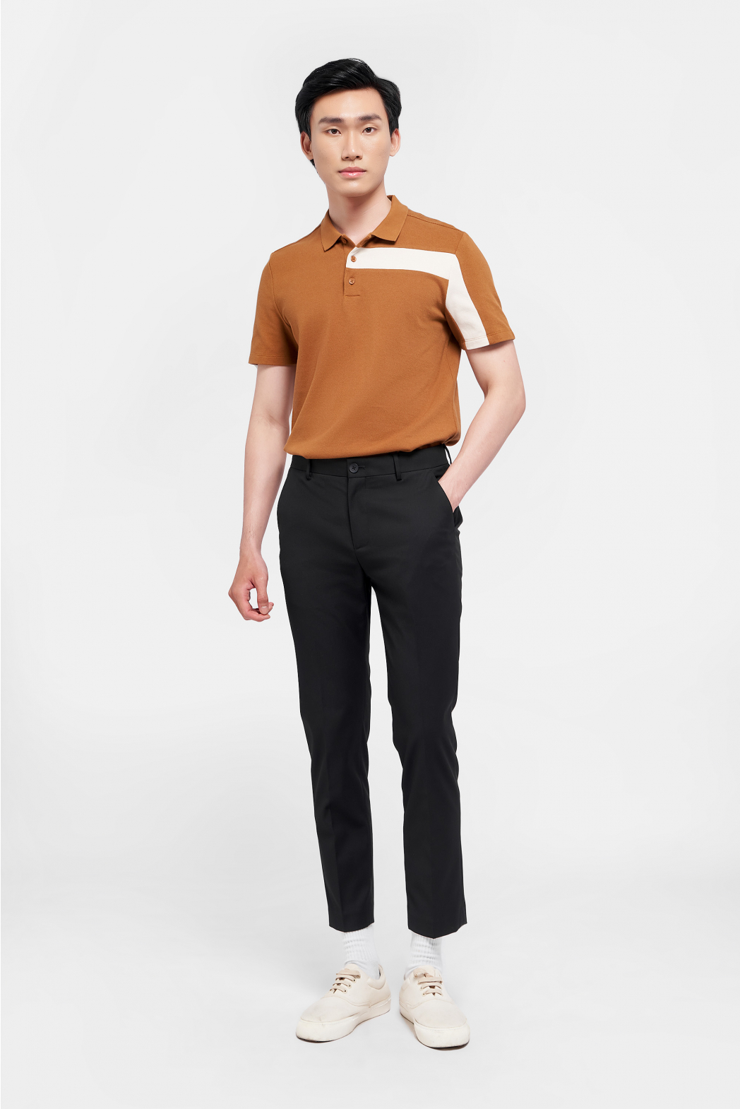 Quần âu - Quần vải nam màu đen form slim crop - 10F21PFO002C | LASTORE MENSWEAR