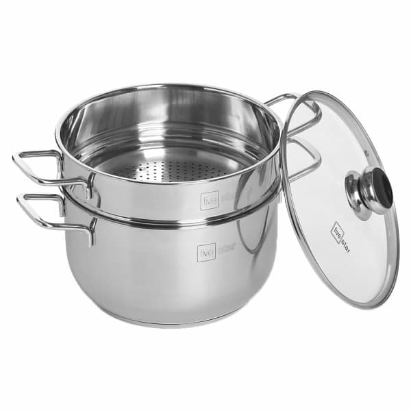 Bộ Nồi Xửng 3 Đáy Nắp Kính Fivestar ST-3DG - Hàng Chính Hãng
