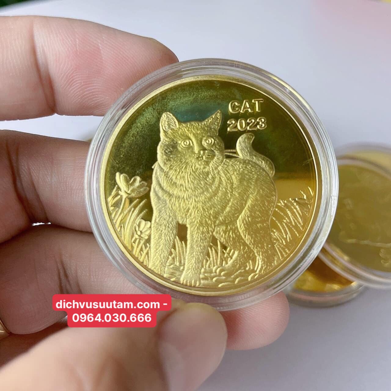 Đồng xu con Mèo mạ vàng của Úc kỷ niệm năm tuỗi Mão, kèm hộp đựng sang trọng