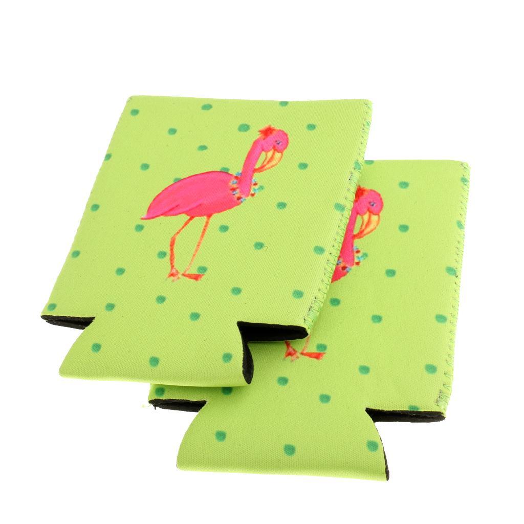 1 Pair of Flamingo Stubby Beer Bottle Tin Can Cooler Sleeve Wedding Favors