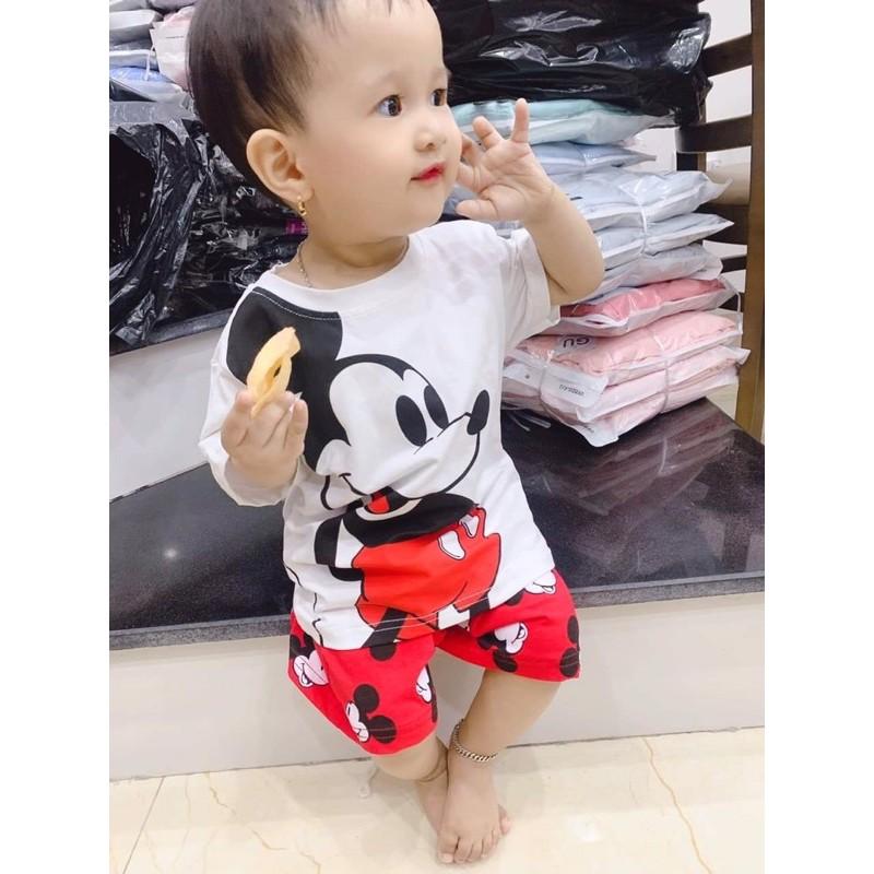 Bộ mickey trắng quần đỏ bé