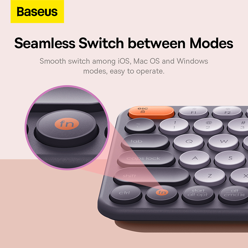 Bàn Phím Không Dây Kết Nối 3 Chế Độ OS-Baseus K01 Wireless Tri-Mode Keyboard (Hàng chính hãng)