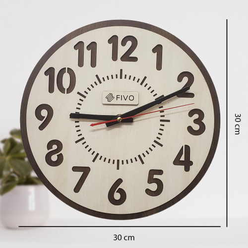 Đồng Hồ Treo Tường Kim Trôi Decor Trang Trí Bằng Gỗ, Thương Hiệu FIVO Mẫu FW02, Thiết Kế Sang Trọng Tặng Kèm Pin Và Móc Treo Tường