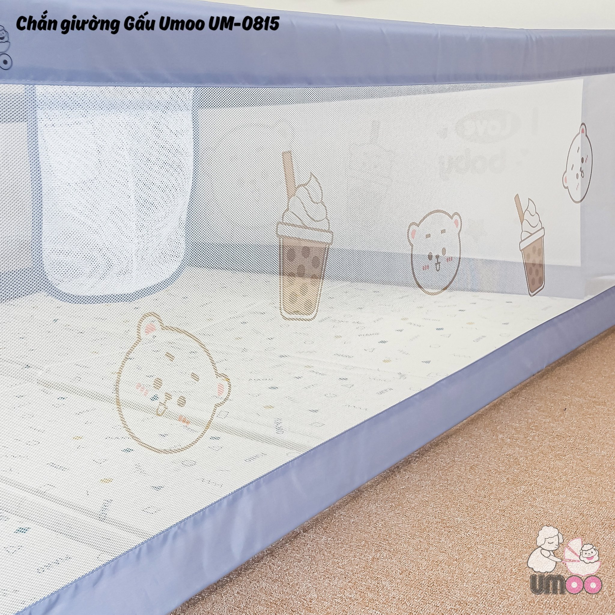 Thanh chắn giường cho Bé- Mẫu mới nhất- 2.0m- Màu Xanh