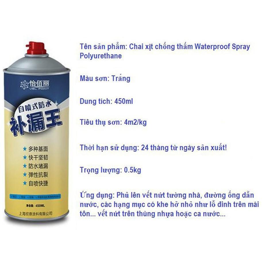 Chai Xịt Chống Thấm Chống Dột Tường nhà, Trần Nhà, Mái Tôn, Mái ngói, Tấp lợp, Ống nước, Bể nước ...