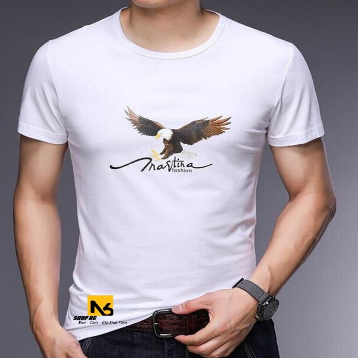 Áo Thun Nam Cotton Cổ Tròn Hình 3D Eagle Cao Cấp ShopN6 - AT06 (Nhiều Màu)