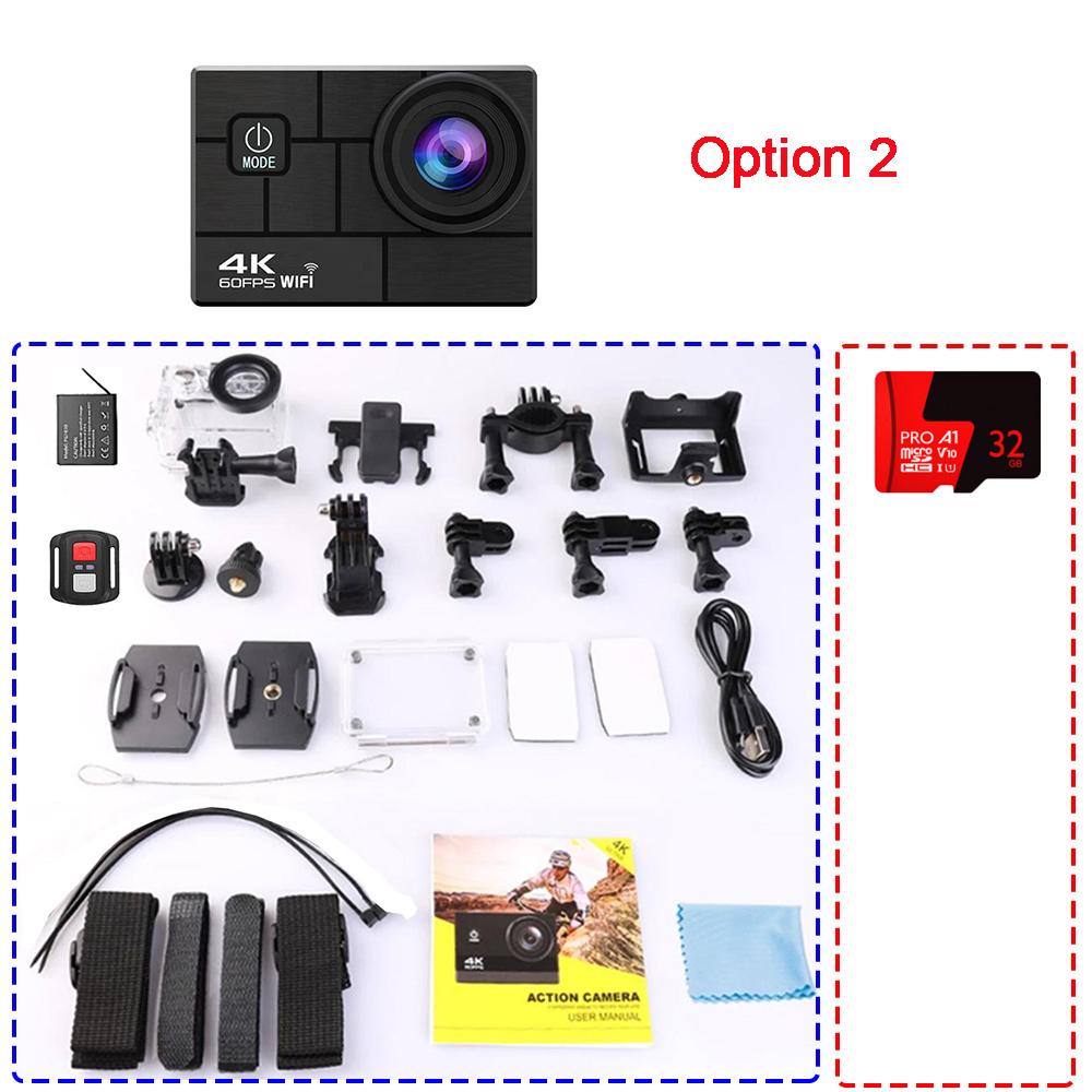 Máy ảnh hành động mũ bảo hiểm Ultra HD 4K 60fps 170D 24MP 2.0 LCD EIS WiFi 30M Điều khiển từ xa không thấm nước ngoài trời
