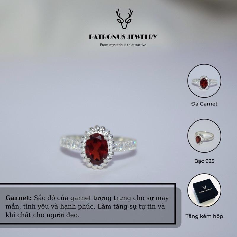 Nhẫn Garnet Xoắn Viền Đá NGXVDO22A Patronus