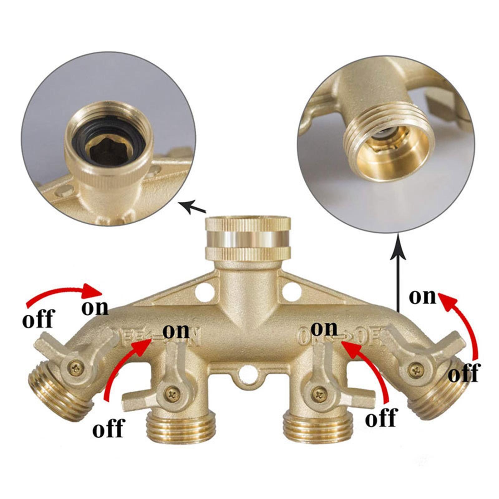 Garden Hose Splitter 3/4" Thread Brass for House Cleaning Pets Showering