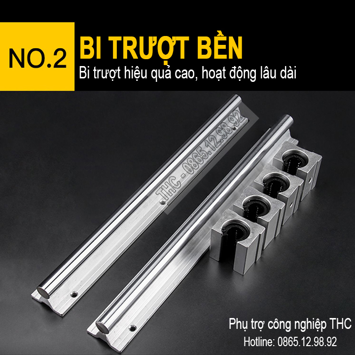 Thanh Ray Trượt Tròn Có Đế SBR25 (1 Thanh Ray Ø25 + 2 Con Trượt) Ray Trượt Chống Rỉ Xước Độ Cứng Cao