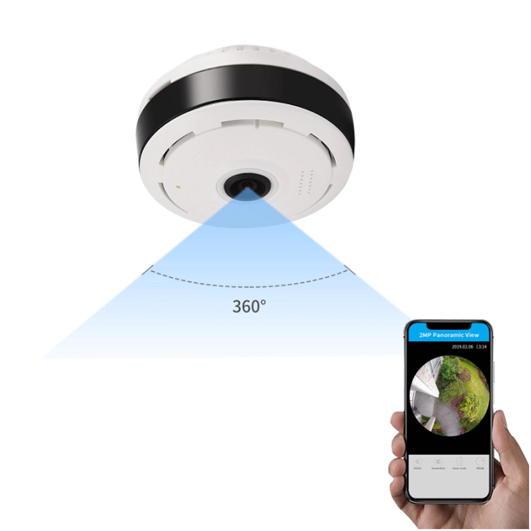 Camera Chống Chộm Gắn Ốp Tường Trần Nhà, Kết Nối Wifi, Xem Từ Xa, Giám Sát Toàn Cảnh 360, Độ Phân Giải HD Cao