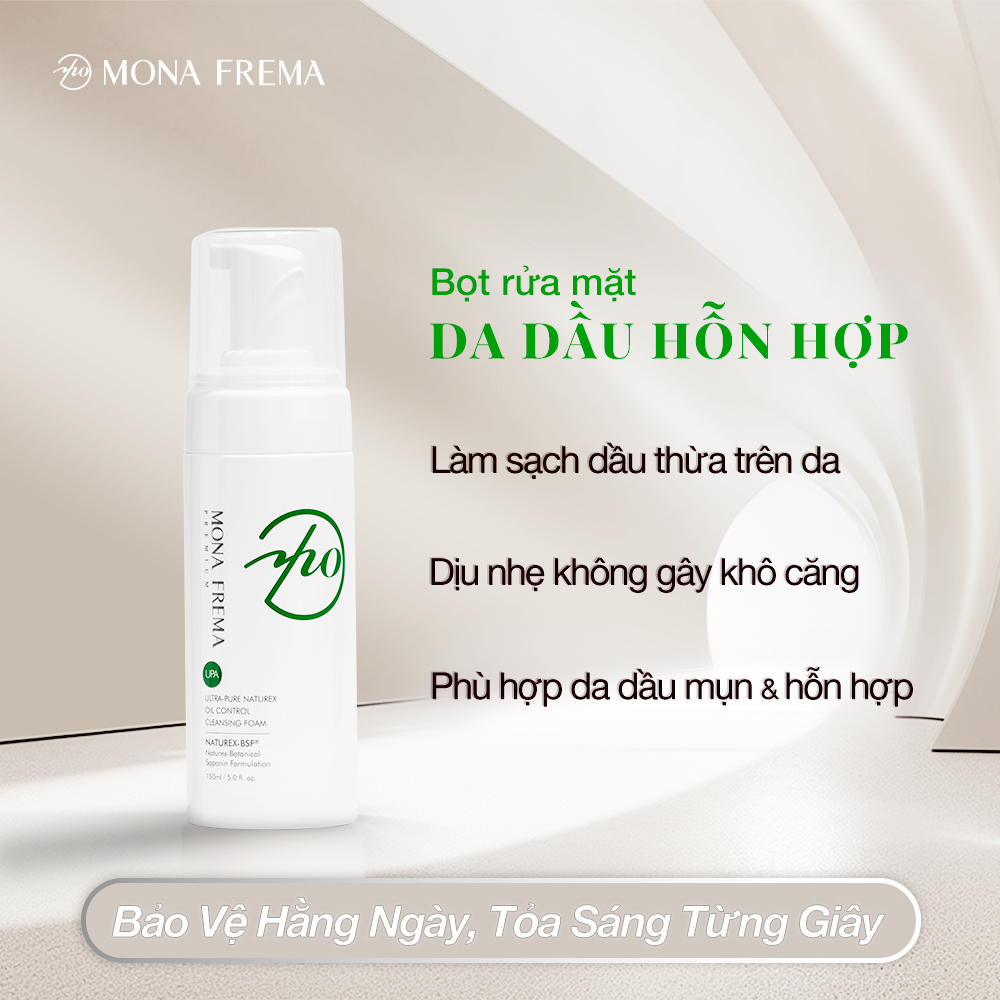 Bọt Tẩy Trang Kiểm Soát Dầu Nhờn NATUREX OIL CONTROL FOAMING CLEANSER MONA FREMA 150ml Chăm Sóc Da Mặt Sau Khi Trang Điểm, Loại Bỏ Bụi Bẩn, Làm Sạch Lỗ Chân Lông, Kiểm Soát Dầu Nhờn, Giữ Ẩm, Ngăn Ngừa Mụn