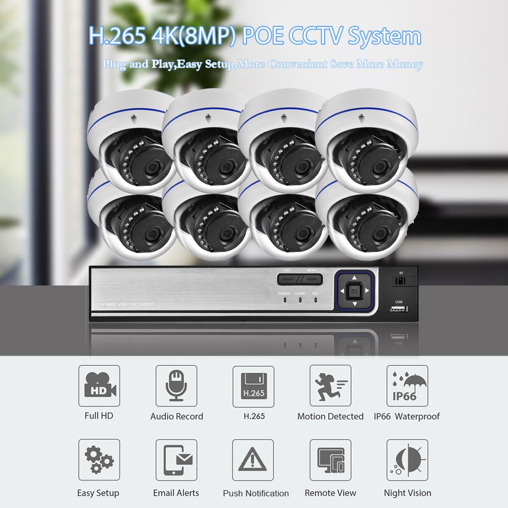 Gadinan 8CH 4K 8MP H.265 NVR Ultra FHD Hệ thống giám sát video mạng POE Camera an ninh IP chịu thời tiết 8MP Bộ camera quan sát Ổ cứng tích hợp: Không có