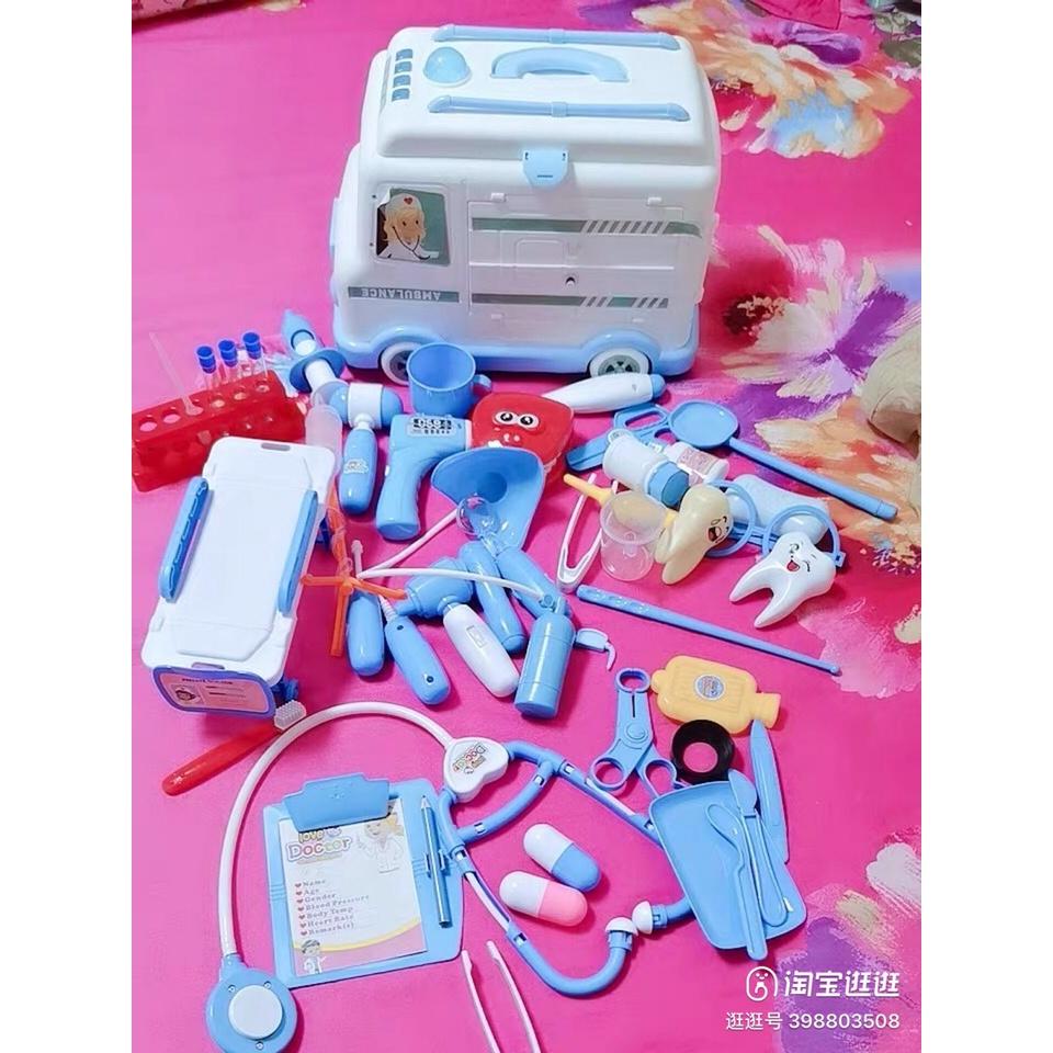 Đồ chơi bác sĩ cao cấp - Xe cứu thương cỡ lớn có đèn nhạc kèm 30 dụng cụ y tế cho bé (hộp đẹp tiếng Anh)