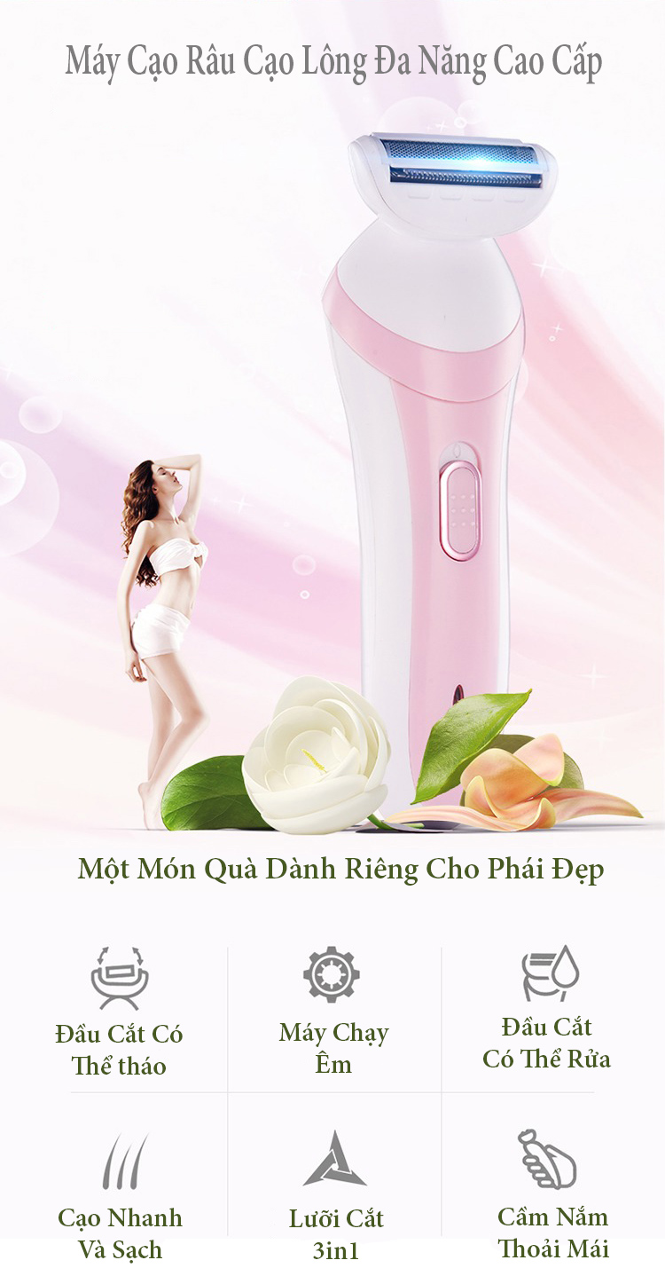 Máy Cạo Lông Mu, VùngKín Bikini Cạo Lông Mặt Tỉa Lông Mày, Máy Cạo Lông Wax Lông Tẩy Lông Nách Cắt Tỉa Lông Mũi Đa Năng  Hàng Chính Hãng