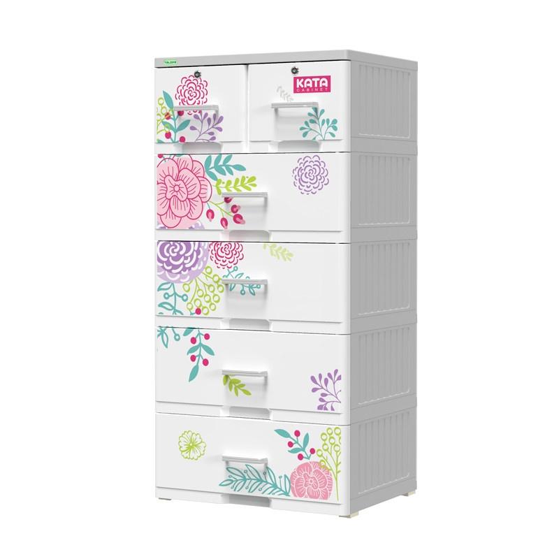 Tủ Nhựa Kata 5 Tầng Giá Rẻ, Chất Lượng, Chính Hãng, Nhiều Màu Sắc - Xám - Hoa Tú Cầu
